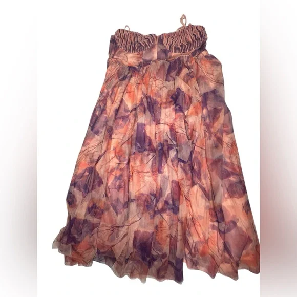 Hutch Amara Bustier Pleated Fit and Flare Midi Dress pink/purple 24W - Picture 5 of 12